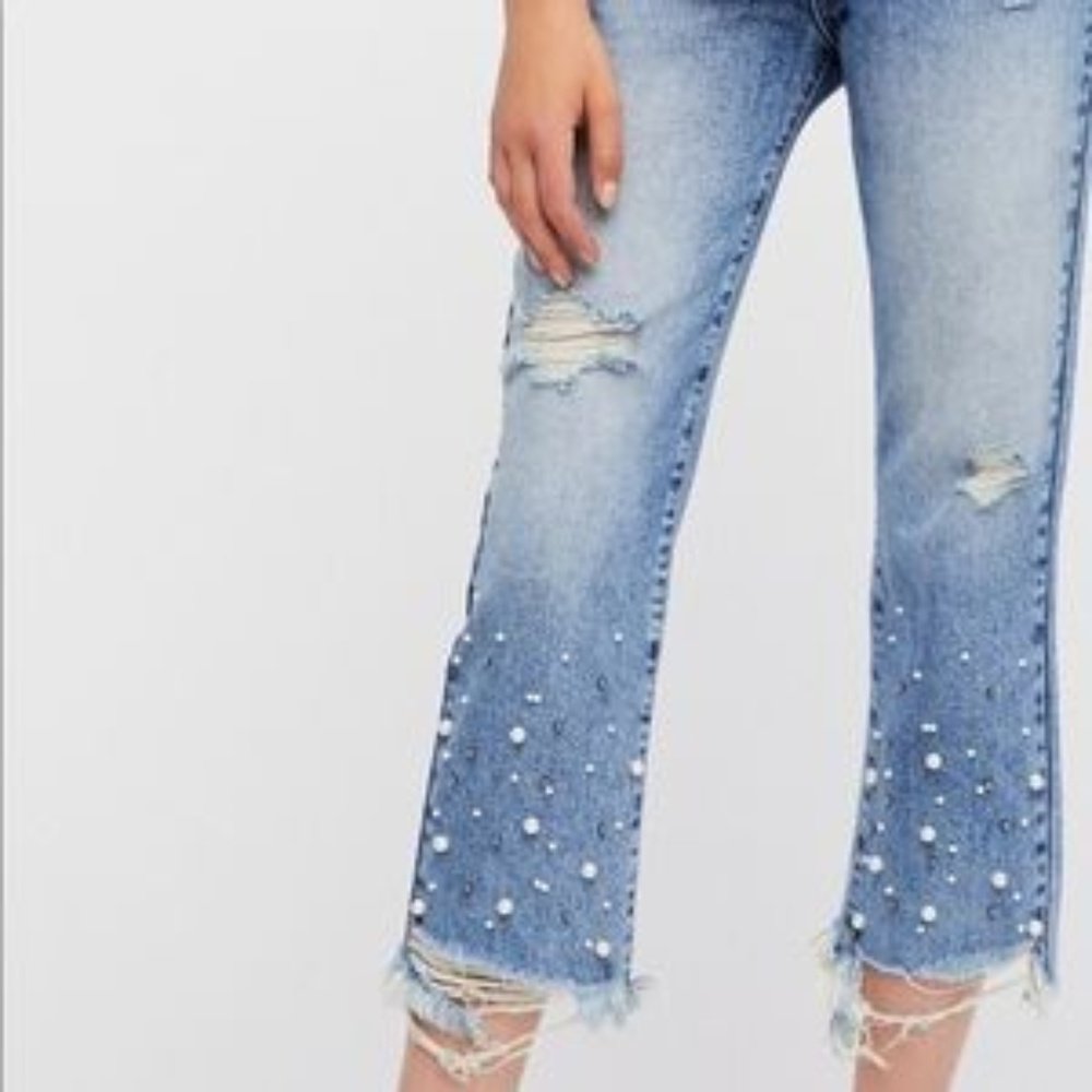 FREE PEOPLE JEANS W/PEARLS
